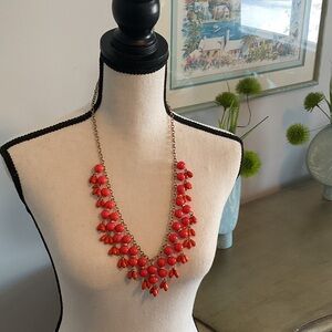 J Crew Orange cluster Beaded gold link  Necklace